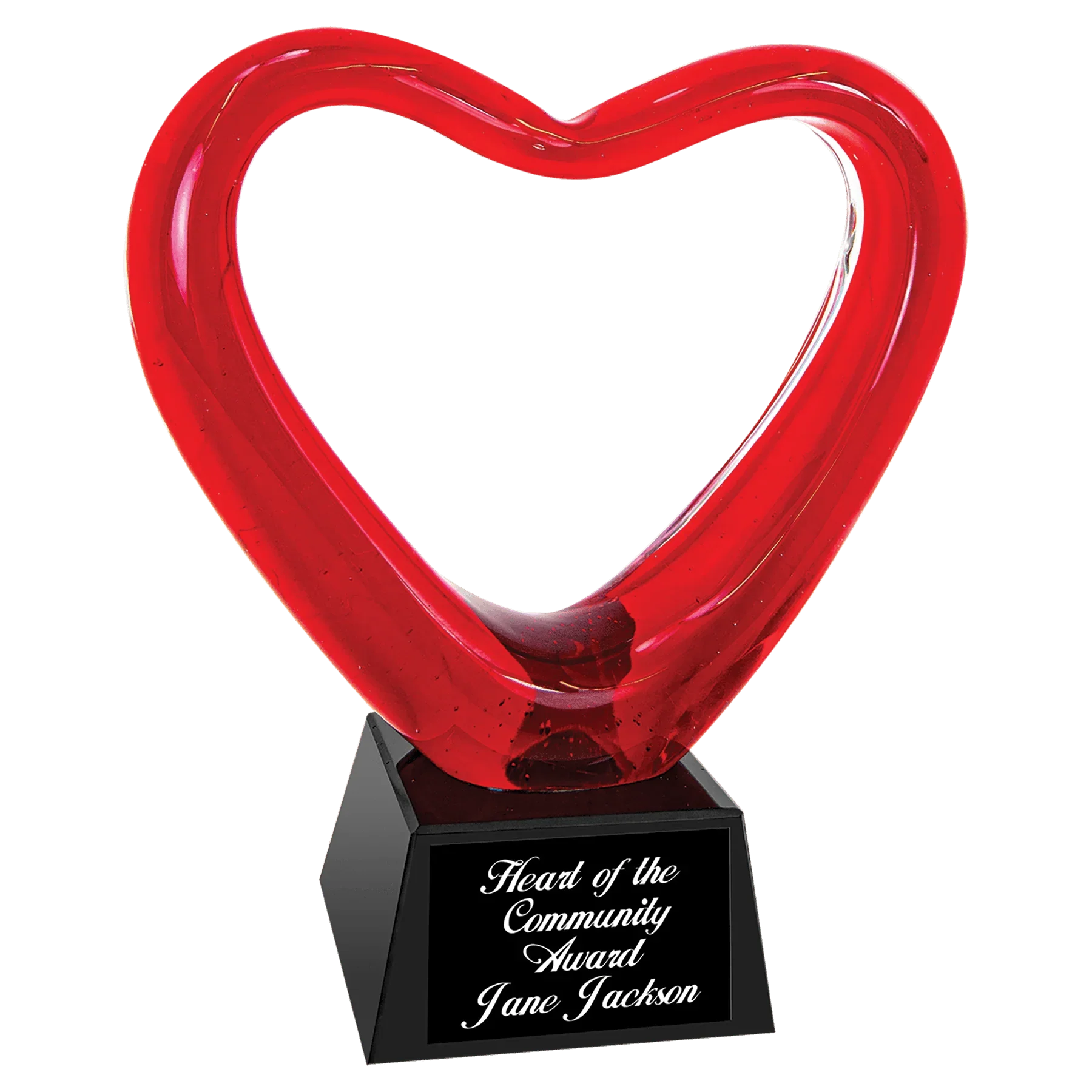 Heart Art Glass with Black Base