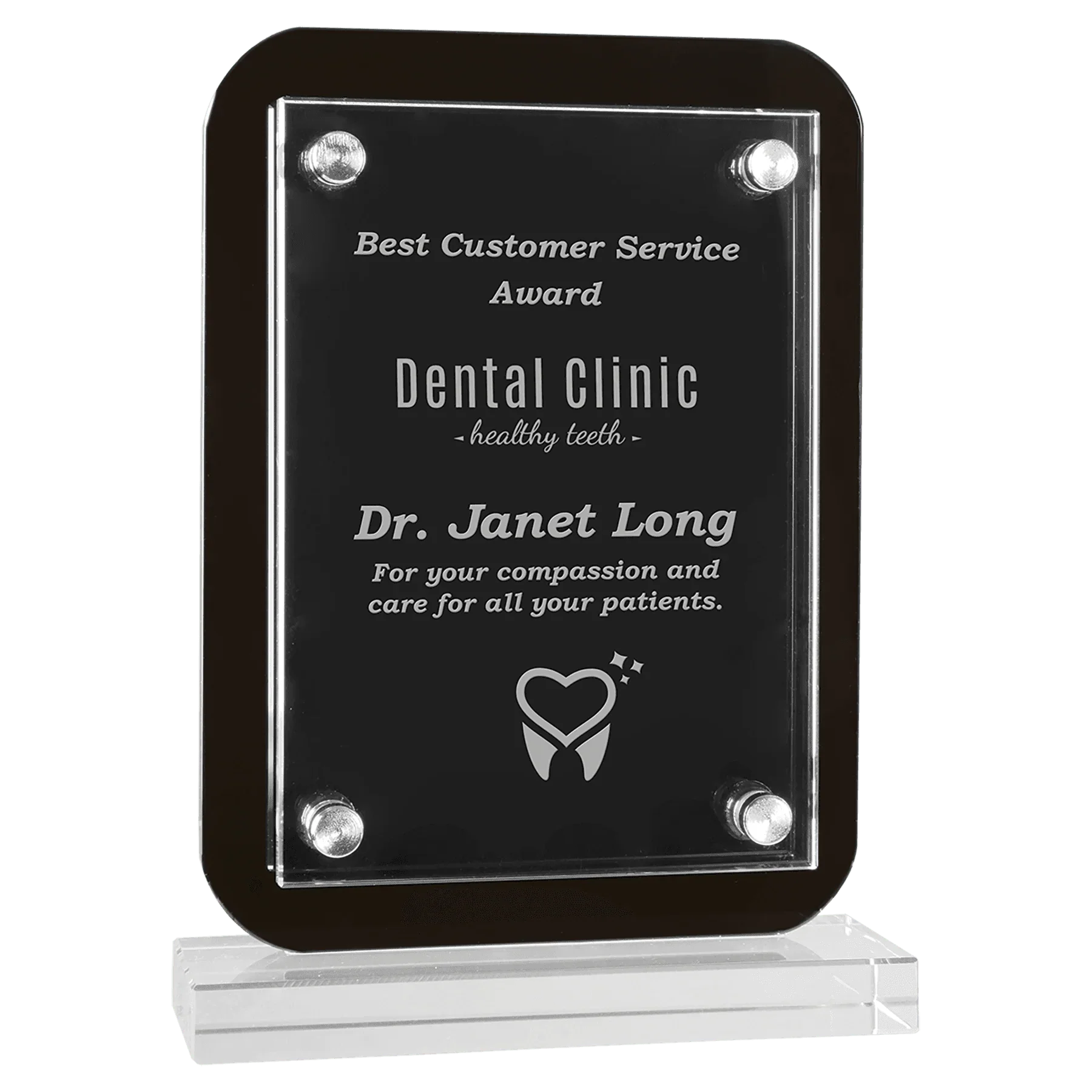 Premier Floating Glass Standup Plaque