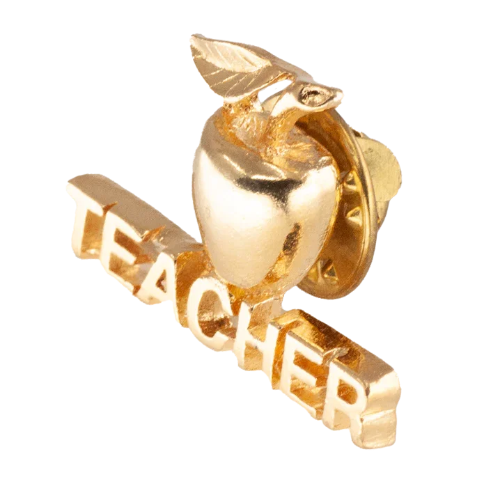 Gold Apple Teacher Pin - awardshere.com