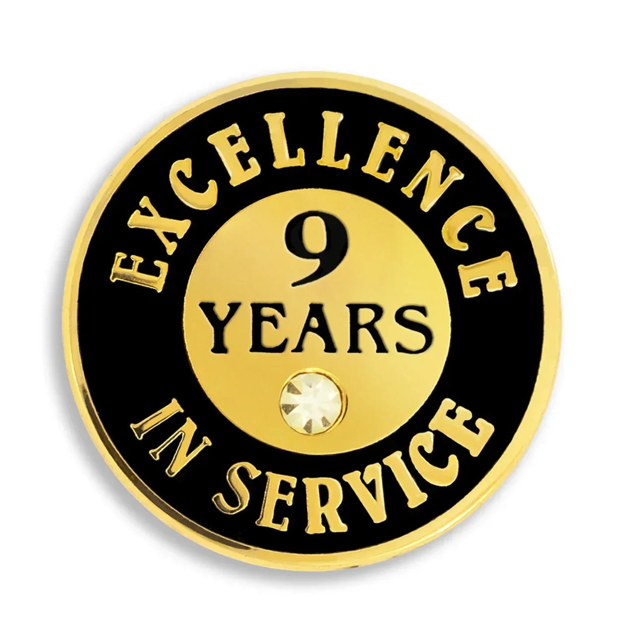 9 Years of Service Pin with Stone - awardshere.com