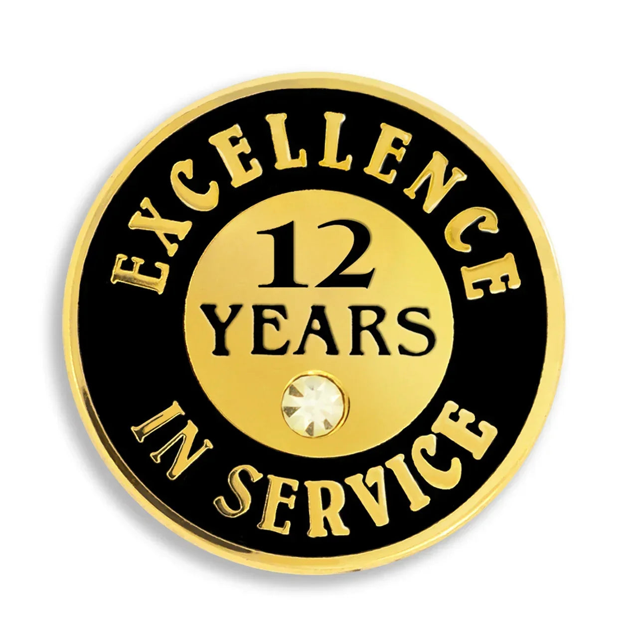 12 Years of Service Pin with Stone - awardshere.com
