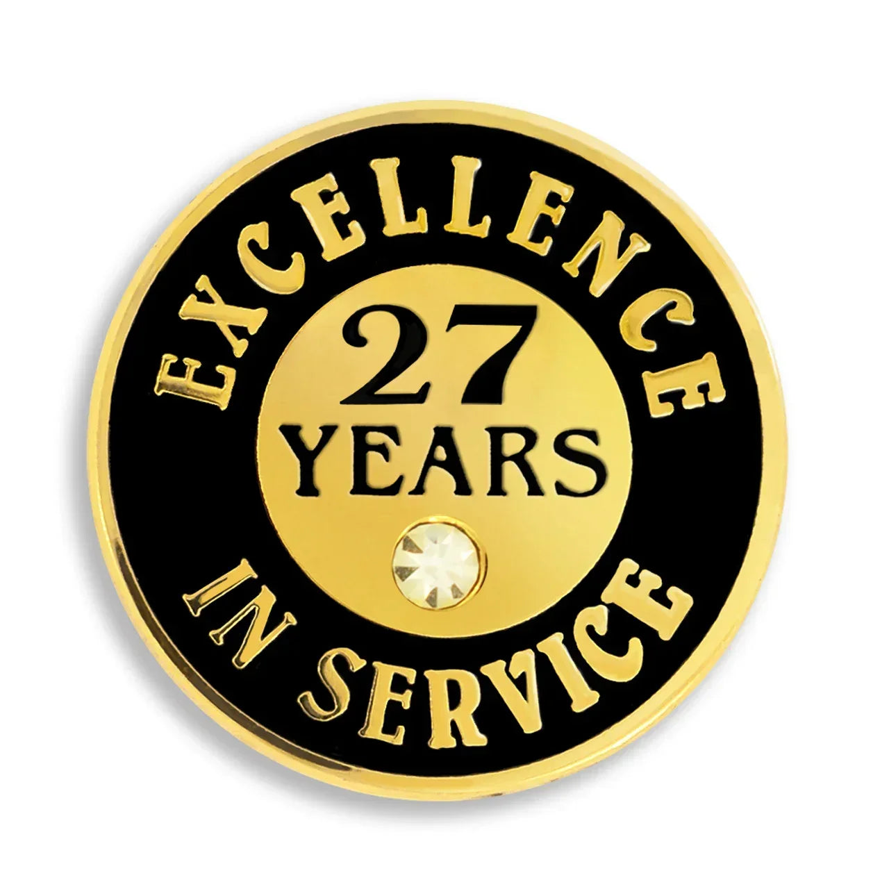 27 Years of Service Pin with Stone - awardshere.com