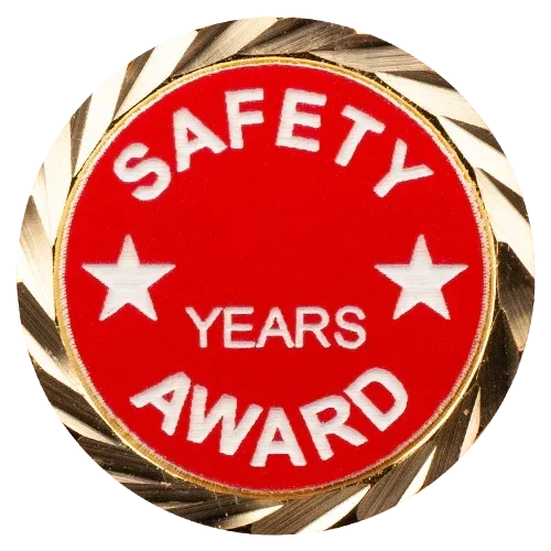 Safety Award Pin, with your choice of years