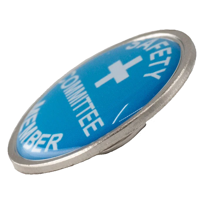 Safety Committee Member Pin - Silver/Blue, Magnet - awardshere.com