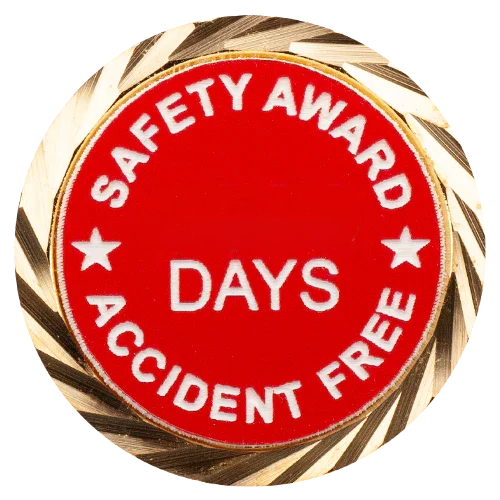 Safety Award Pin, Accident Free Pin with your choice of days