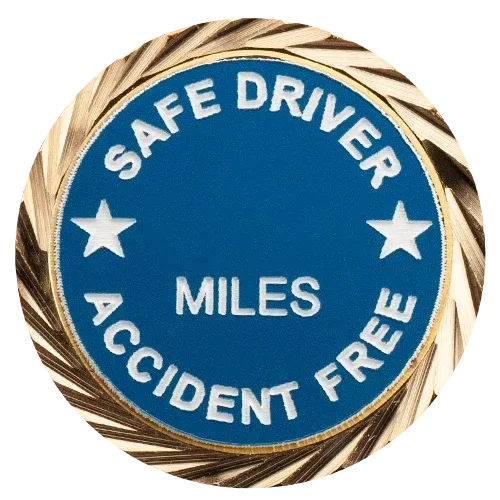 Safe Driver Pin / Accident Free Pin with your choice of miles