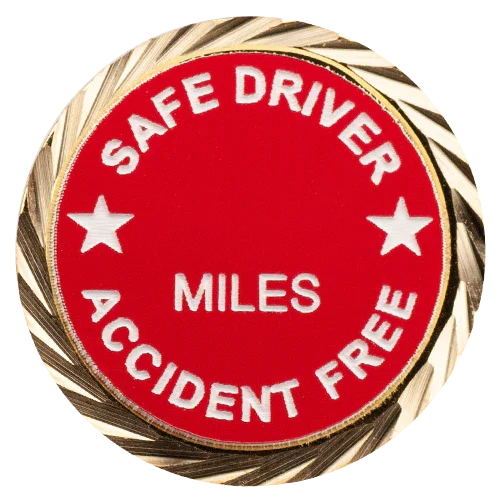 Safe Driver Pin / Accident Free Pin with your choice of miles
