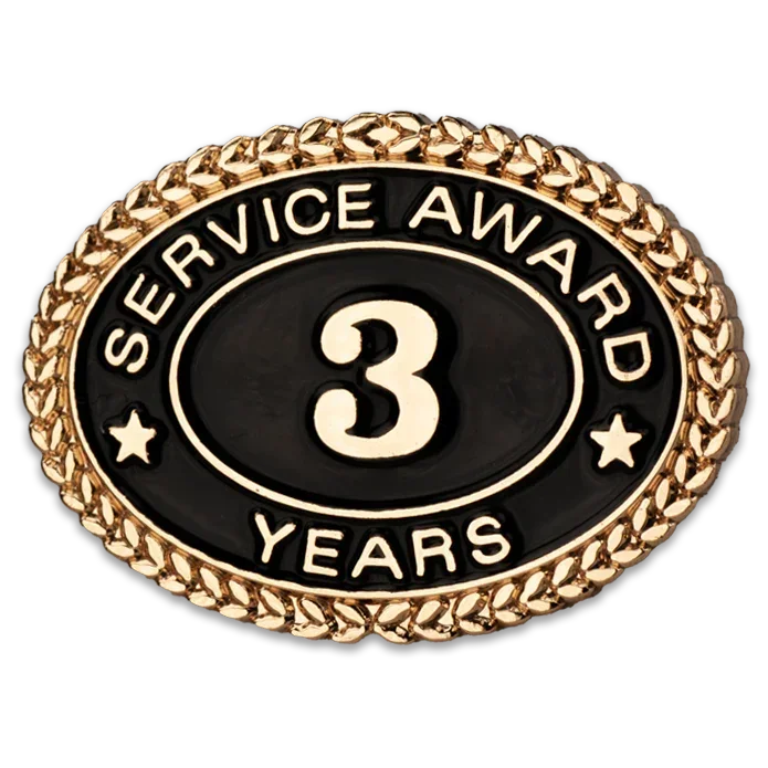 3 Years Service Award Pin - Magnetic Back - awardshere.com