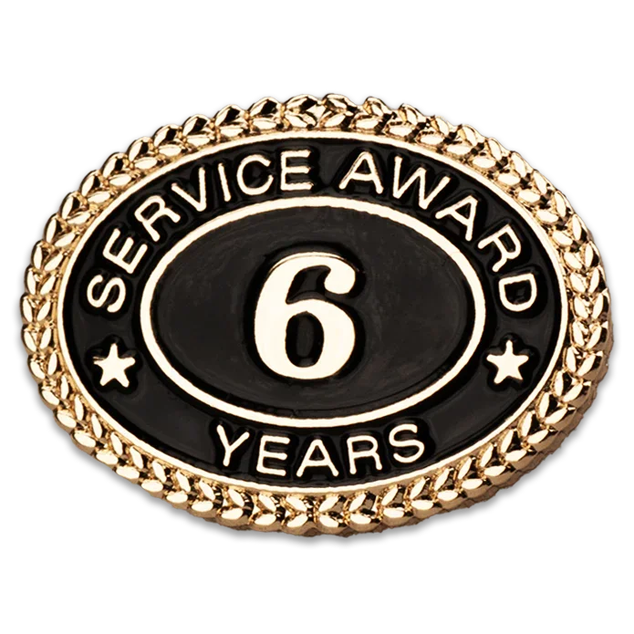 6 Years Service Award Pin - Magnetic Back - awardshere.com