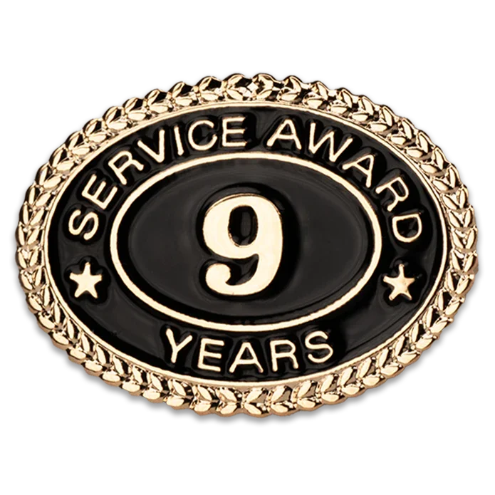 9 Years Service Award Pin - Magnetic Back - awardshere.com