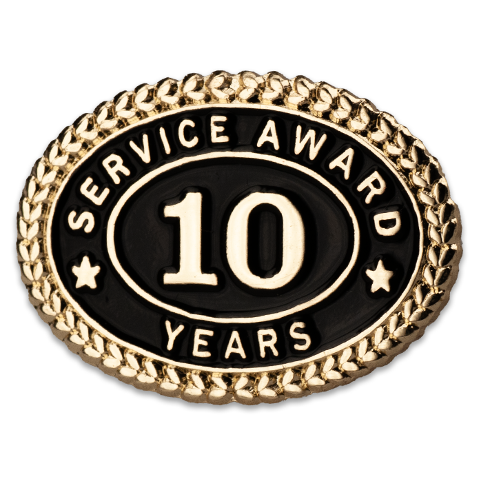 10 Years Service Award Pin - Magnetic Back