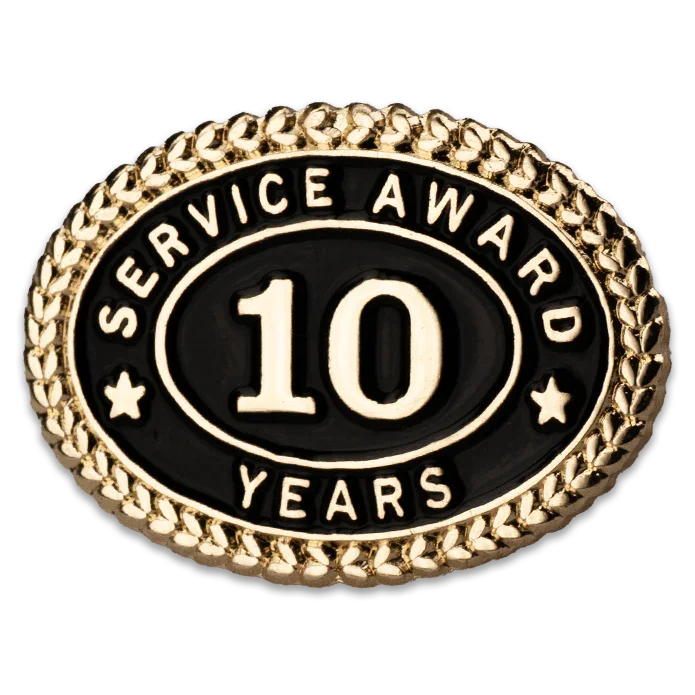 10 Years Service Award Pin - Magnetic Back - awardshere.com