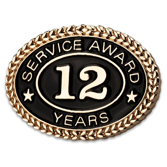 12 Years Service Award Pin - Magnetic Back