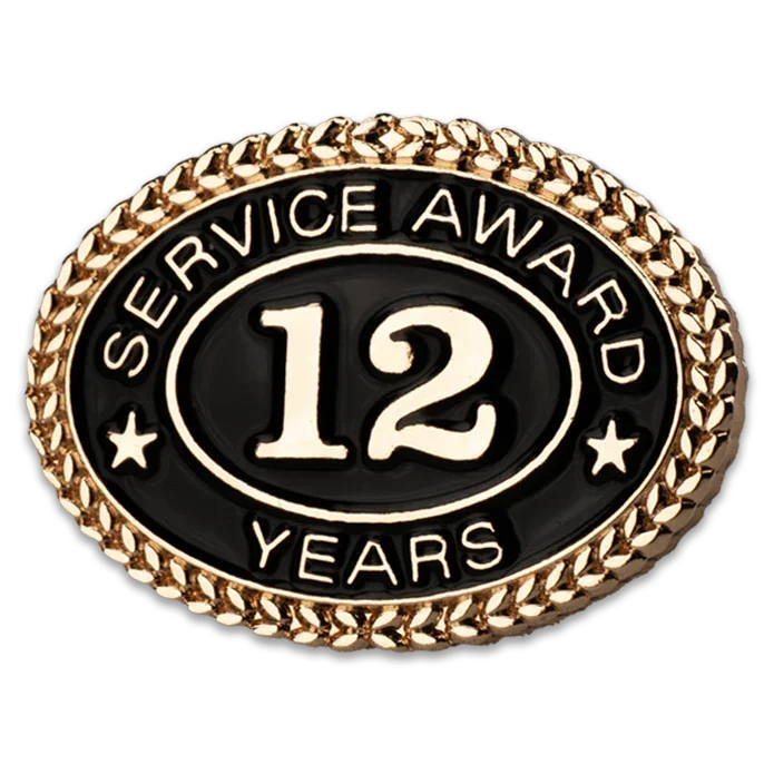 12 Years Service Award Pin - Magnetic Back - awardshere.com