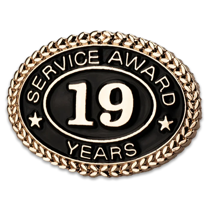 19 Years Service Award Pin - Magnetic Back - awardshere.com
