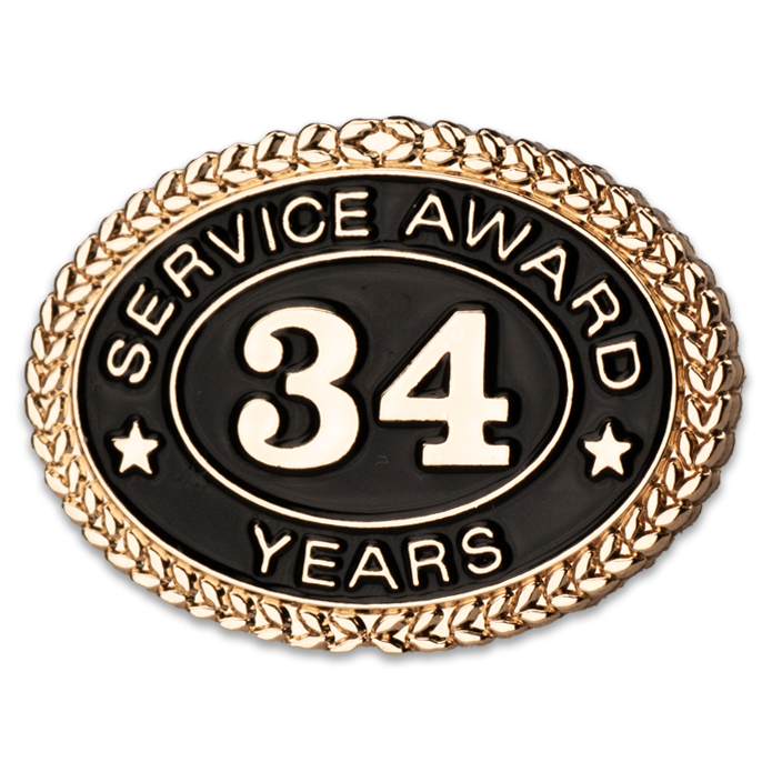 34 Years Service Award Pin - Magnetic Back