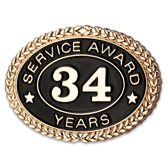 34 Years Service Award Pin - Magnetic Back - awardshere.com