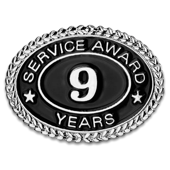 Silver 9 Years Service Award Pin - awardshere.com
