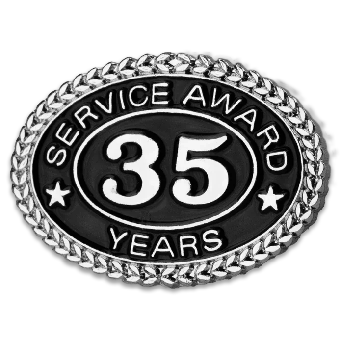 Silver 35 Years Service Award Pin - awardshere.com