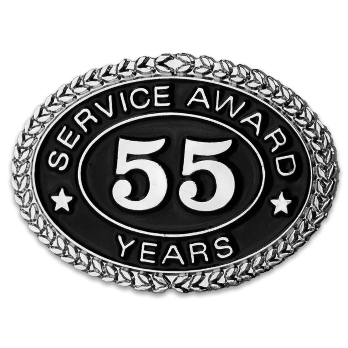 Silver 55 Years Service Award Pin - awardshere.com