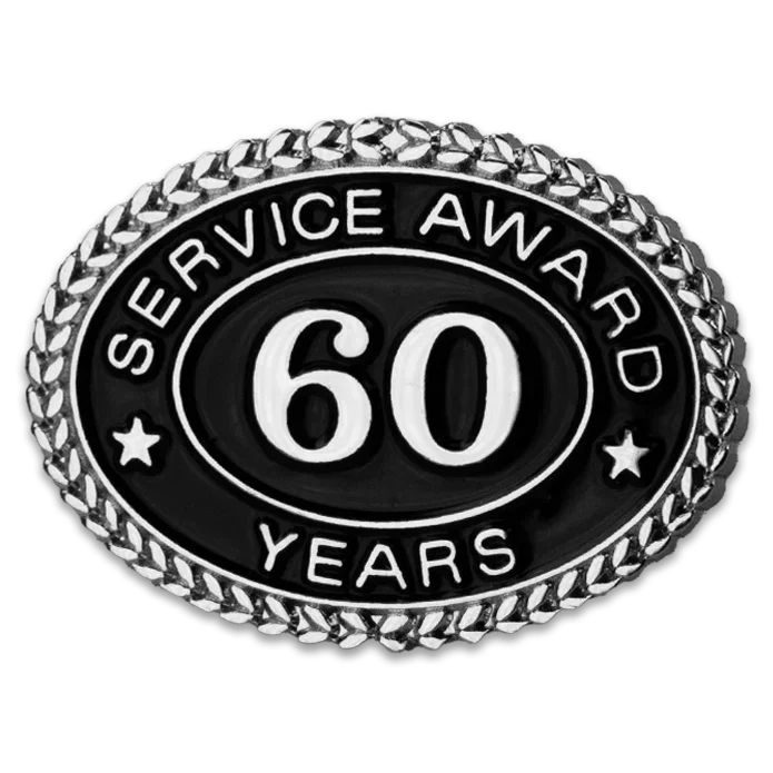 Silver 60 Years Service Award Pin - awardshere.com