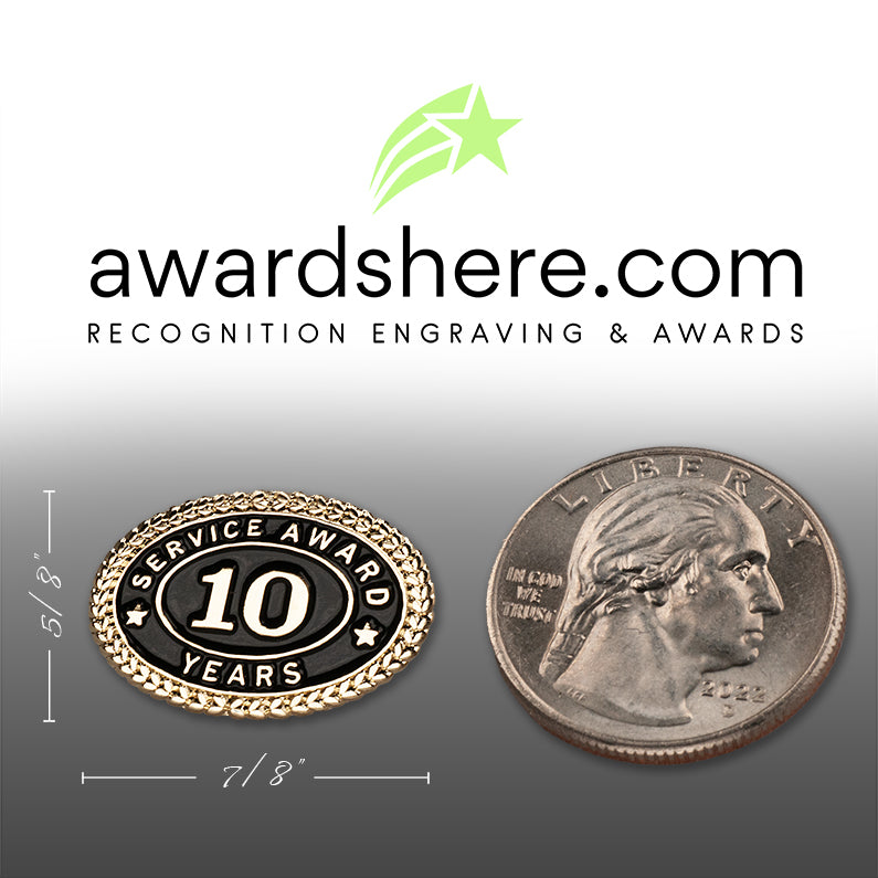 10 Years Service Award Pin - Magnetic Back