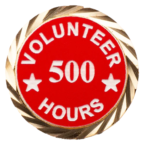 Volunteer Hours Lapel Pin Round - awardshere.com