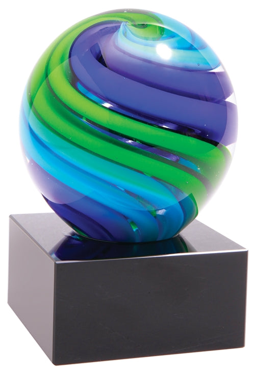 Blue Green Sphere Art Glass Award