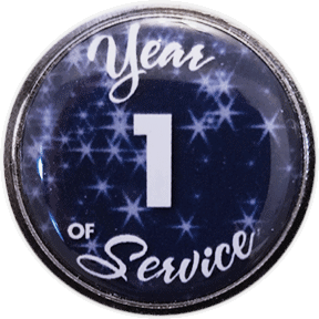 1 Year Silver and Blue Stars Years of Service Pin, Choose Post/Clutch or Magnet Back
