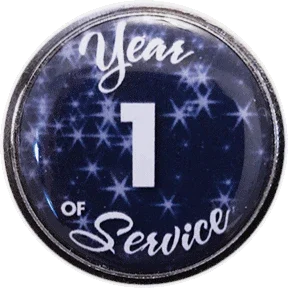 1 Year Silver and Blue Stars Years of Service Pin, Choose Post/Clutch or Magnet Back - awardshere.com
