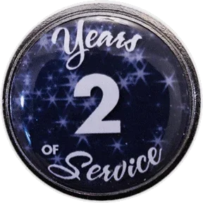 2 Years Silver and Blue Stars Years of Service Pin, Choose Post/Clutch or Magnet Back - awardshere.com