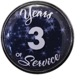 3 Years Silver and Blue Stars Years of Service Pin, Choose Post/Clutch or Magnet Back - awardshere.com
