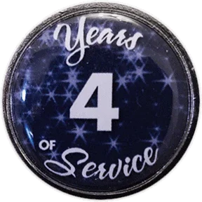 4 Years Silver and Blue Stars Years of Service Pin, Choose Post/Clutch or Magnet Back - awardshere.com