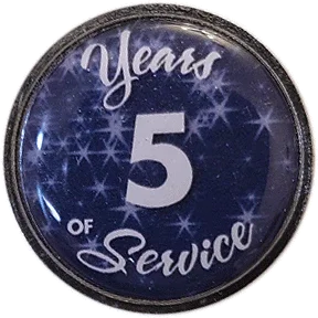 5 Years Silver and Blue Stars Years of Service Pin, Choose Post/Clutch or Magnet Back - awardshere.com
