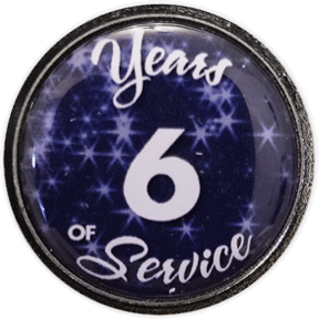 6 Years Silver and Blue Stars Years of Service Pin, Choose Post/Clutch or Magnet Back