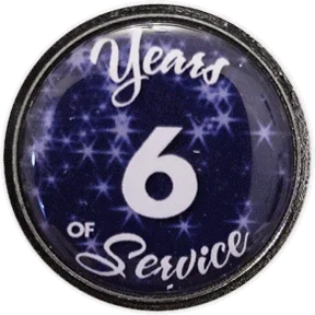 6 Years Silver and Blue Stars Years of Service Pin, Choose Post/Clutch or Magnet Back - awardshere.com