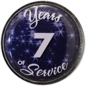 7 Years Silver and Blue Stars Years of Service Pin, Choose Post/Clutch or Magnet Back - awardshere.com