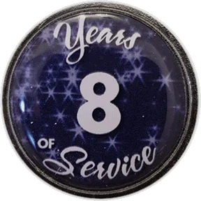 8 Years Silver and Blue Stars Years of Service Pin, Choose Post/Clutch or Magnet Back - awardshere.com