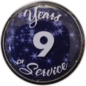 9 Years Silver and Blue Stars Years of Service Pin, Choose Post/Clutch or Magnet Back - awardshere.com