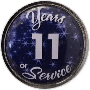 11 Years Silver and Blue Stars Years of Service Pin, Choose Post/Clutch or Magnet Back - awardshere.com