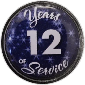 12 Years Silver and Blue Stars Years of Service Pin, Choose Post/Clutch or Magnet Back - awardshere.com