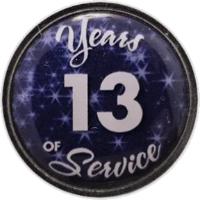13 Years Silver and Blue Stars Years of Service Pin, Choose Post/Clutch or Magnet Back - awardshere.com