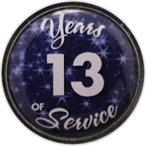 13 Years Silver and Blue Stars Years of Service Pin, Choose Post/Clutch or Magnet Back - awardshere.com