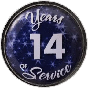 14 Years Silver and Blue Stars Years of Service Pin, Choose Post/Clutch or Magnet Back - awardshere.com