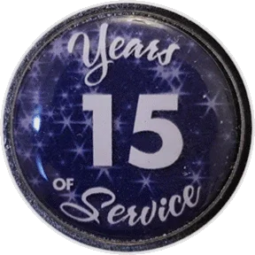 15 Years Silver and Blue Stars Years of Service Pin, Choose Post/Clutch or Magnet Back - awardshere.com