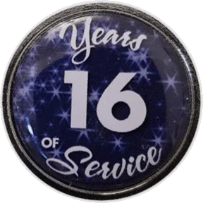 16 Years Silver and Blue Stars Years of Service Pin, Choose Post/Clutch or Magnet Back - awardshere.com