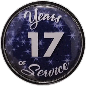 17 Years Silver and Blue Stars Years of Service Pin, Choose Post/Clutch or Magnet Back - awardshere.com