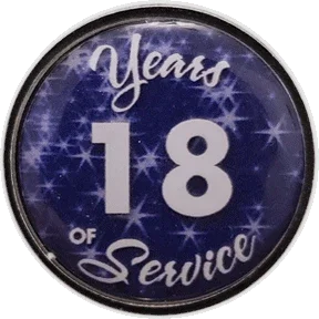 18 Years Silver and Blue Stars Years of Service Pin, Choose Post/Clutch or Magnet Back - awardshere.com