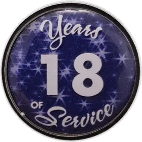 18 Years Silver and Blue Stars Years of Service Pin, Choose Post/Clutch or Magnet Back - awardshere.com