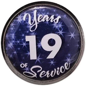 19 Years Silver and Blue Stars Years of Service Pin, Choose Post/Clutch or Magnet Back - awardshere.com